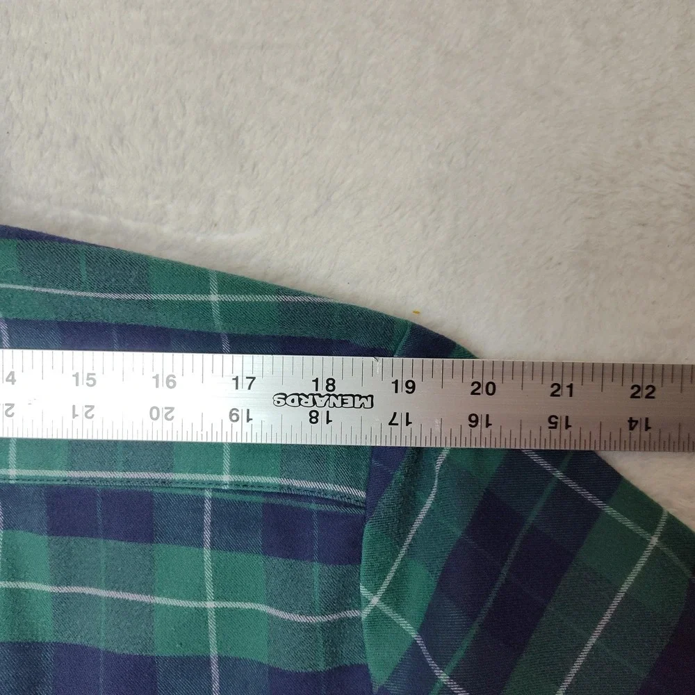 Mizzen+Main‎ Shirt Mens Large Green Plaid Button-Up Flannel Slim Trim Fit USA